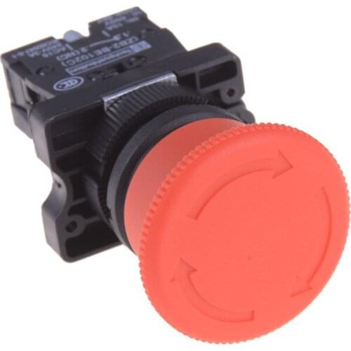 600V Red Mushroom Emergency Stop Switch XB2-ES542 22mm NC N/C Push Button Switch For Arcade Game Machine 10A