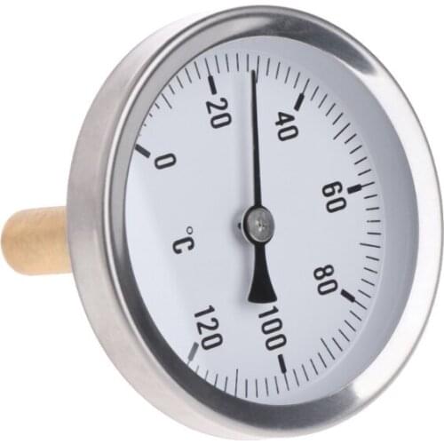 63mm Dial Horizontal Thermometer Aluminum Temperature Gauge Meter Liquid Water Dropship