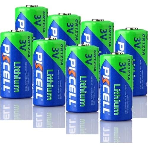 8Pcs PKCELL Lithium Primary CR123A 3V cr 123 Dry Battery CR17345 17345 1500mAh Batteries 123a For Camera Medical equipment Lamp
