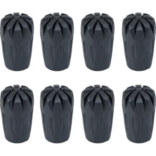 8 Pieces Hiking Stick Tips Mountaineering Pole Cap End Accessaries Black