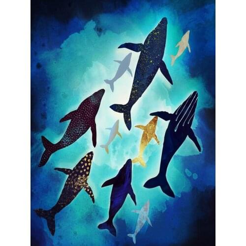 Ocean World Animal Whale Shark Abstract Painting Canvas Wall Art Decor Room Posters Retro Travel Printing Prints Home Decoration