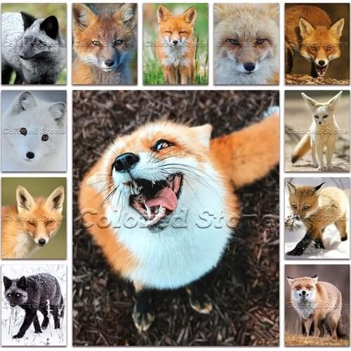 New Diamond painting Animals fox Little silver Black white 5D DIY Full Square Drill embroidery Cross stitch 3D Round Drawing 115