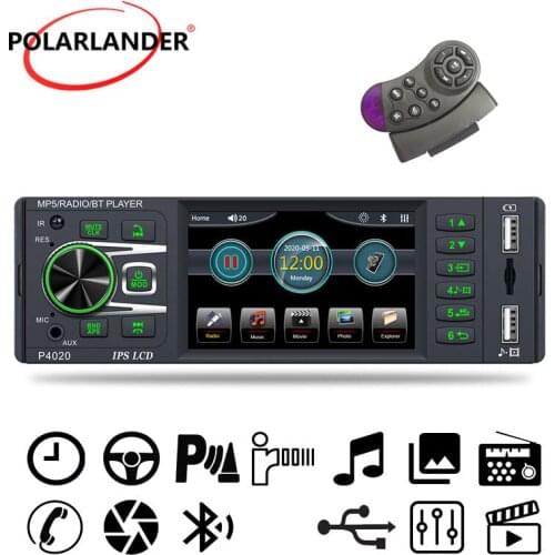 Car Radio 1DIN MP5 player U Disk Not Touch Screen AUX Rear Microphone Bluetooth Dual USB IPS 3.8 Inch SD Card