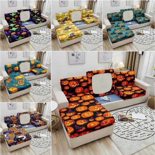 Halloween Pumpkin Pattern Stretch Sofa Seat Cover Ghost Elastic Sofa Seat Cushion Covers Couch Cover Slipcover Party Gift Decor