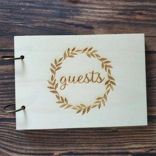 Wooden Wedding Guest Book Wreath Guests Script Wedding Guestbook Support Custom Book Rustic Wedding Gifts