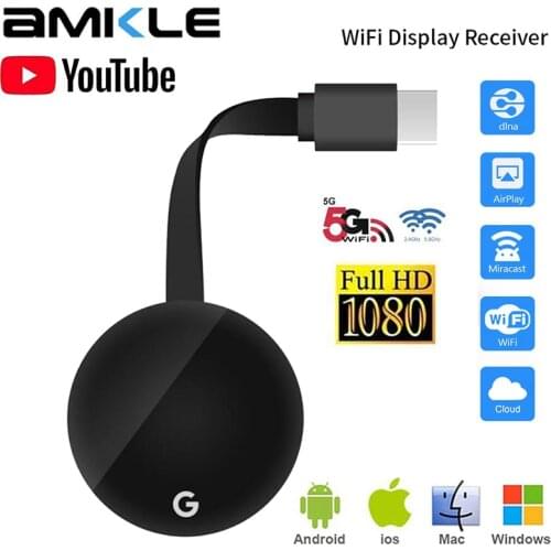 Wifi Display Receiver TV Stick 5G 1080P G7S For Google Chromecast 3 Anycast TV Receiver HDMI Miracast TV Dongle For Ios Android