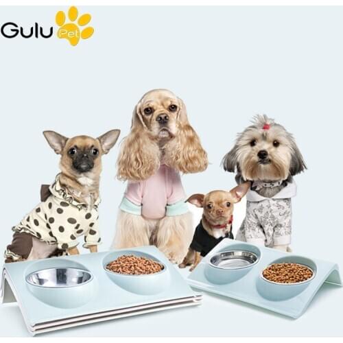 Leak-proof Pet Feeding Bowl Dog Cat Multi-purpose Thickened Stainless Steel Double Bowls Pet Drinking Supplies