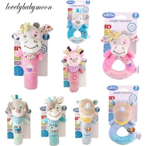 Animal Hand baby Bell Rattle Soft Rattle Toy Newborn Rattle Mobiles Baby Toys Cute Plush Bebe Toys 0-12 Months christmas gift