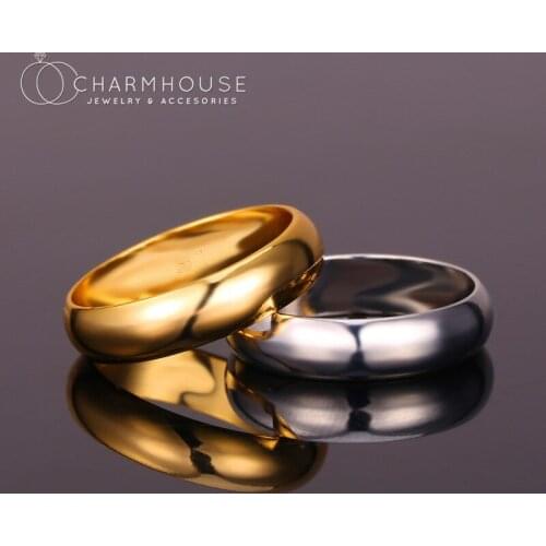 Silver/ Gold Color Finger Rings For Women Man 4 mm Smooth Engagement Ring Size 6/7/8/9 Anillo Bague Femme Wedding Jewelry Gifts