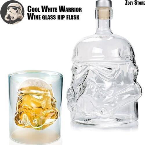 Creative Samurai Glass Wine Bottle Wine Glass Vodka Whiskey Liquor Glass Bar Supplies Skull Holder Glass Wine Set Drink Glass