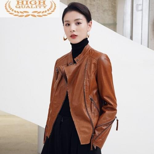 Genuine Jacket Women Leather Korean Style Real Sheepskin Coat Spring Autumn Vintage Short Clothing Chaquetas Para Mujer