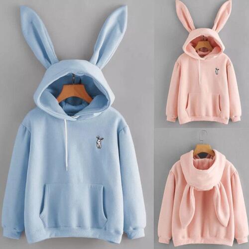 Hot sale gift Womens Rabbit Ear Girl Long Sleeve Hoodies Sweatshirt Autumn Winter Cotton Hooded Coat Lovely Female Bunny Hoodies