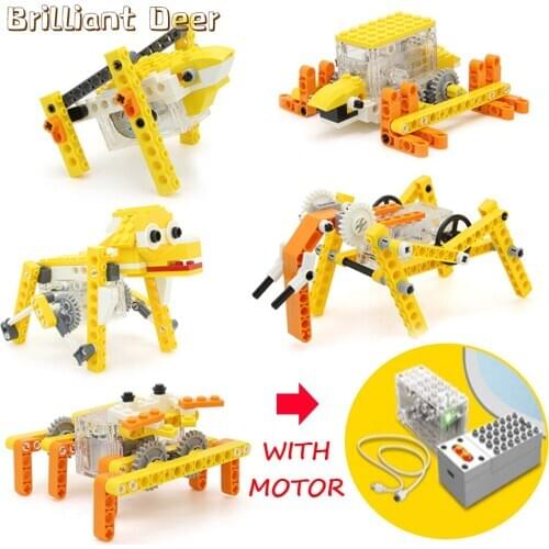 Mechanical Gear Electric Motor Power High-tech Animal Building Blocks Dog Frog Turtle Bricks Model Educational toys for children