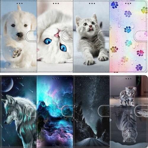 Cute Cover For Samsung Galaxy A12 A32 A52 A72 5G A51 A71 4G S21 Fe Ultra Plus S5 Kids Flip Wallet Animal Flower Phone Case D08F