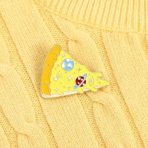 Cartoon Universe Best Pizza Enamel Pins Space Pizza Brooches Bag shirt Button Badge Cute Food Jewelry Gift for Kids Friends