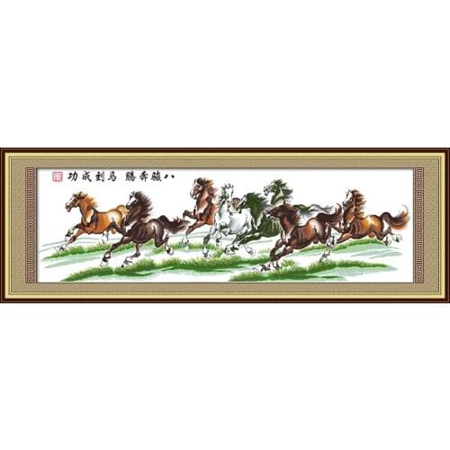 Eight fine horses (new) cross stitch kit cartoon canvas stitching embroidery DIY handmade needlework