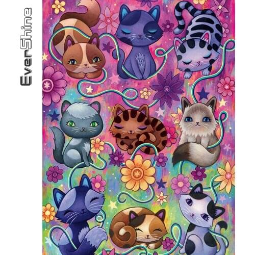 Evershine 5D Diamond Mosaic Animals Picture Rhinestone New Arrival Diamond Painting Cat Embroidery Cartoon Child Gift