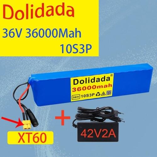 New 36V 36000mah 600W 18650 battery pack, suitable for Xiaomi M365 Pro electric bicycle with built-in 20A BMS with charger