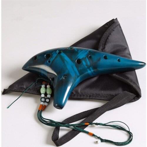 Ocarina 12 Hole Ceramic Musical Instruments With Bag Lanyard Alto C Tone Ocarina Zelda Beginner Piccolo Zelda