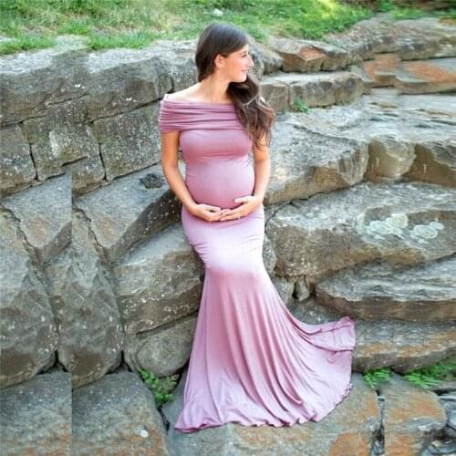 Sexy Off Shoulder Maternity Dresses for Photo Shoot Elegant Pregnant Women Maxi Gown Dress for Baby Shower Pregnancy Photography
