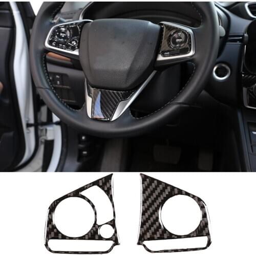 Carbon Fiber ABS Steering Wheel Frame Panel Decorative Cover Trim for Honda CR-V CRV 2016-2019 Car Stylings