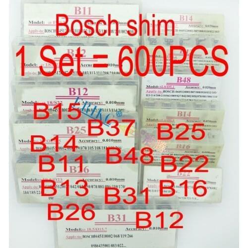 Common Rail Injector Adjust Shims B11 B12 B13 B16 B22 B25 B26 B31 B48 Diesel Fuel Gasket Kit Washer for Bosch ERIKC 600pcs