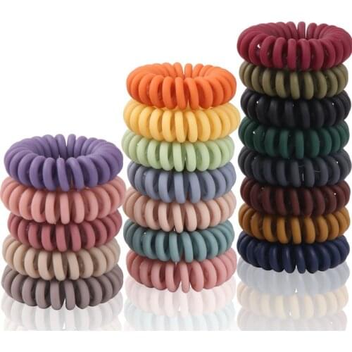 Women 5pcs Morandi telephone ring bands girls band ladys hair accessories candy color gum