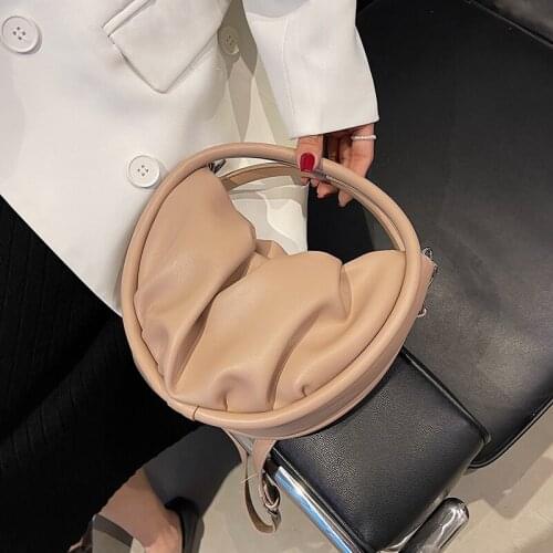 Luxury Round Shape Small PU Leather Crossbody Shoulder Bags With Short Handle 2021 Winter Casual Handbags and Purses