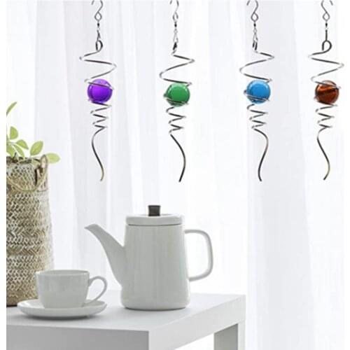 Crystal Wind Chimes Spiral tail wind runner indoor and outdoor decoration stainless steel crystal glass ball with hanging
