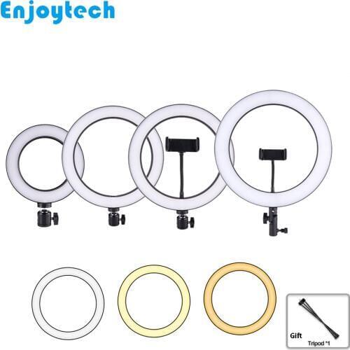 16cm 26cm 30cm LED Ring Flash Light Lamp with Mini Tripod Photography Lighting for Vlogging Live Video Streaming Bloggers