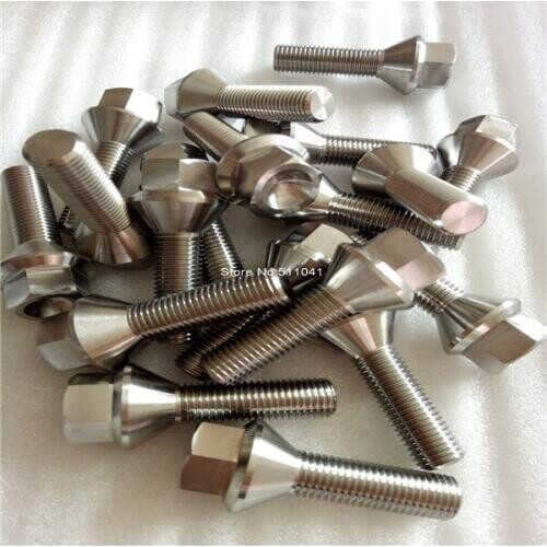 M12x1.5*58 Titanium Lug Bolts Aerospace Grade 6AL4V Titanium 200pcs Titanium lug nut for racing car ,free shipping