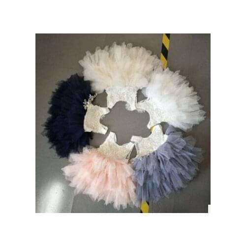 Vintage Lace Pearl Decals Girls Layer Cake Dress Baby Flower Dress Children Dance Wedding Dresses Kids Frock Design White Ivory