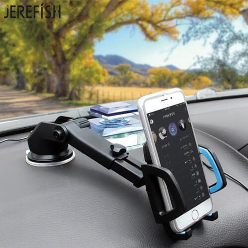 JEREFISH Long Neck Arm Car Mobile Phone Holder Stand Cradle Dock for Universal Phones Holder Windshield 360 Rotate Dashboard