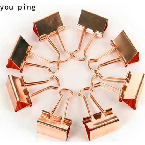 15mm 19mm 25mm 32mm 41mm 51mm Rose gold Clamp Paper Binder Clips Bookmark Clips Memo Clip Student School Office Supplies
