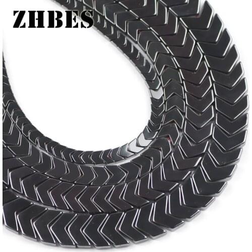 ZHBES Natural Stone Black Triangle Arrows Shape Hematite Geometry Spacers Loose Beads For DIY Jewelry Bracelet Making Findings