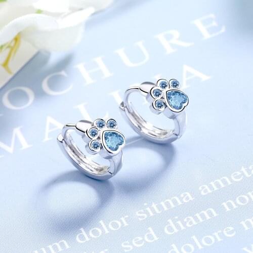 925 Sterling Silver Cute Cat Paw Piercing Stud Earring For Women Girls Party Jewelry Pendientes Accessories eh263