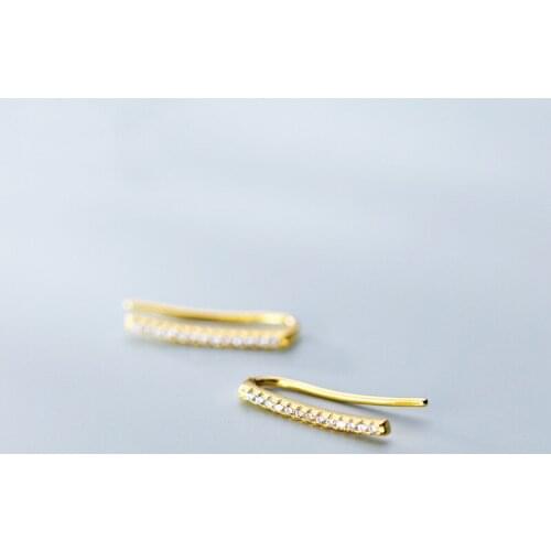 DIC10 100% Real 925 Sterling Silver Zircon Ear Climber Earrings Cute Ear Crawlers for Women Girls Fine Jewelry E0048