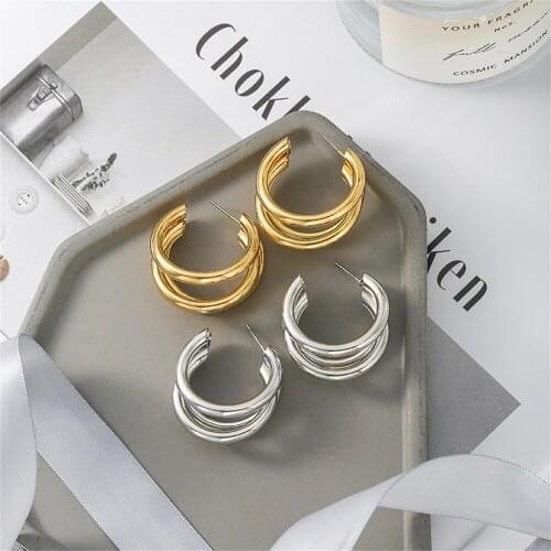 Women Earrings C Type Alloy Earrings Banquet Couple Wedding Earrings Give Girlfriend Birthday Gift Fashion Simple Jewelry