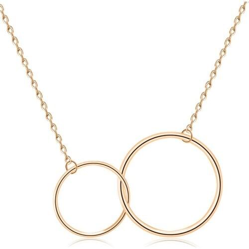 Fashion Double Circles 925 Sterling Silver Women Necklace Necklace Custom Round Silver Girls Jewelry Romantic Jewelry Pendant