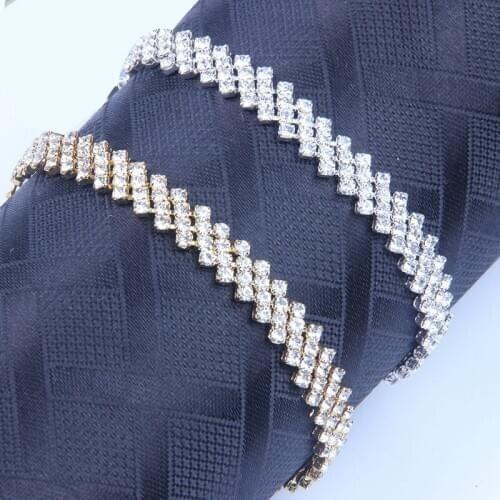 10pcs Crystal Jewelry Cubic Zirconia Tennis Bracelets Gold Silver Color Iced Out Chain Bracelets Christmas Gift For Women Men