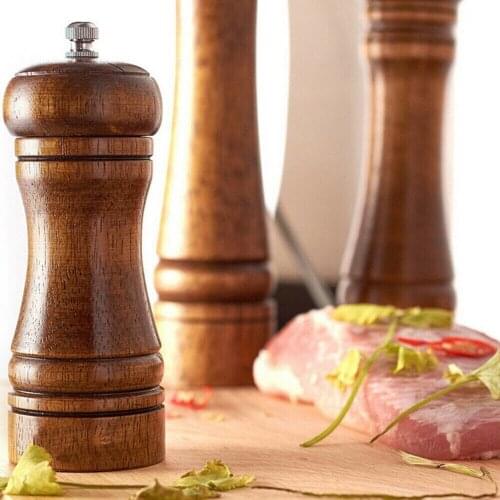 100 PCS Kitchen Cooking Salt Pepper Grinder Hand Movement Oak Wooden Pepper Mill DHL6D5