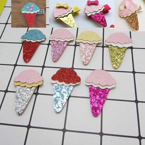 100pcs/lot glitter ice cream padded applique Crafts for headwear ornament dress decoration DIY accessories