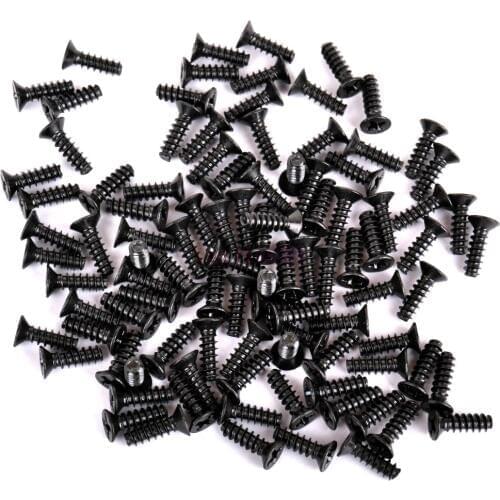 100PCS Flat Head Screw Self Taping 3mm*10mm Black Fit 02087 HSP RC Car Parts