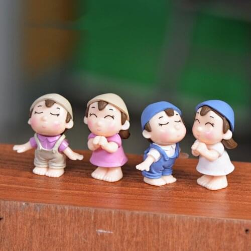 2Pcs/Set Boy Girl Couple Miniature Mini Doll DIY Figurines Fairy Garden Decor for Home Cafe Decor Accessories