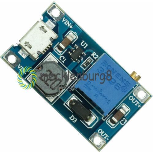 5pcs/lot MT3608 DC-DC Adjustable Boost Module 2A Boost Step Up Module with MICRO USB 2V - 24V to 5V 9V 12V 28V LM2577