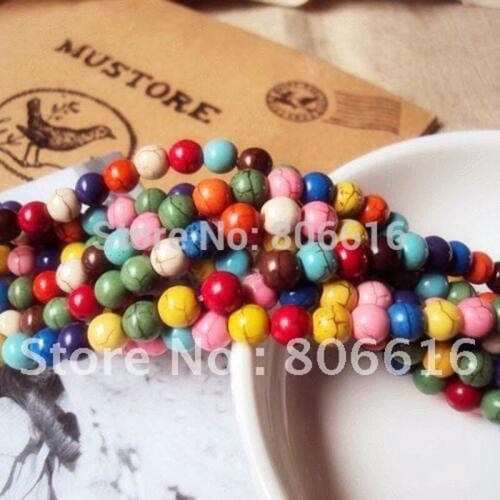 6MM (136Pcs=2strands)/Pack Colorful Natural Semi-precious Loose Stone Jewelry Beads