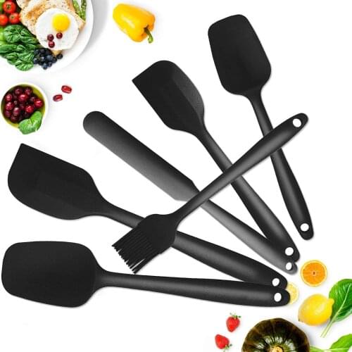 6 Pcs Silicone Spatula Sets Bpa Free Scrapers Spoon Non-Stick Silica Cake Bbq Heat Resistant Flexible Scraping Baking Tools