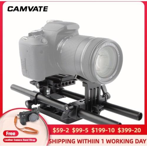 CAMVATE Pro Shoulder Mount Support Rig With Manfrotto Quick Release Base Plate & Tripod Mounting Plate & Lens Support Bracket