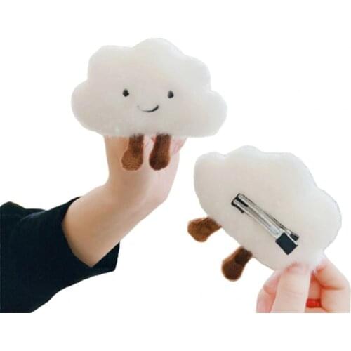 Fantastic Brooch Pin Hair Clips Smiling Face Decoration Fluffy Decoration Plush Cartoon Clouds Brooch Pin for Ornament