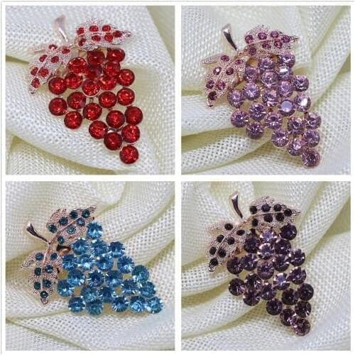 Fruit grape multicolor rhinestone brooch pins high grade exquisite rose gold-color crystal jewelry K